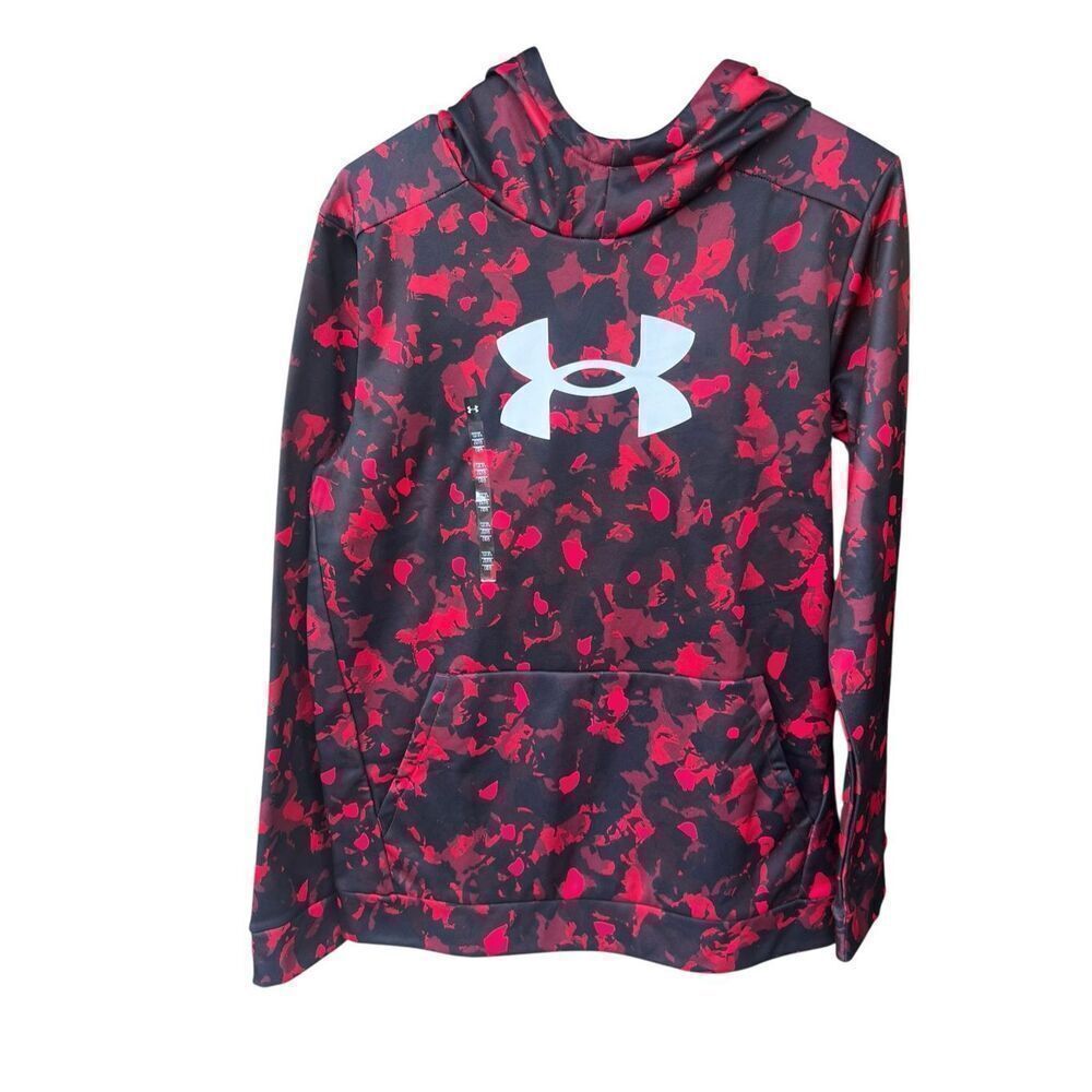 Under Armour Fleece Big Logo Printed red blk Camo Size Youth XL soccer baseball